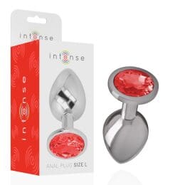INTENSE - ALUMINUM METAL ANAL PLUG WITH RED CRYSTAL SIZE L 2
